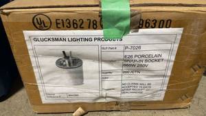 lot 144 image: Lot of 2 Glucksman Lighting Products E26 Porcelain Sockets P-7026 and P-7028
