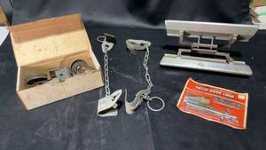 lot 147 image: Lot of industrial door Handles, Chain Locks, and Hardware Components