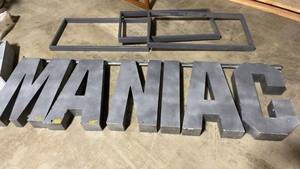 lot 176 image: Large Metal Sign Letters - MANIAC - Decorative Wall Art