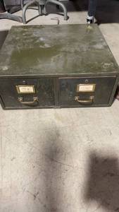 lot 204 image: Vintage Metal File Cabinet with Two Drawers
