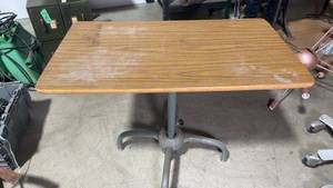 lot 207 image: Vintage Adjustable Height Drafting Table with Metal Base