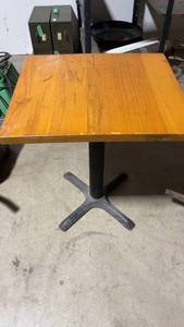 lot 215 image: Vintage Square Dining Table with Metal Base