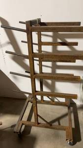 lot 219 image: Heavy-Duty Metal Material Cart with Rolling Wheels
