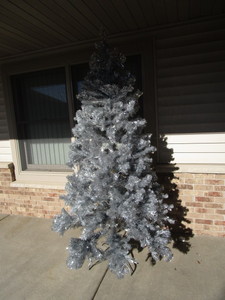 Silver Tinsel Artificial Tree