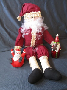 Cloth Santa, Roly Poly, Tin