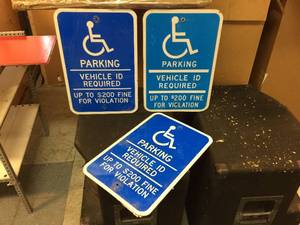 lot 177 image: 3 Handicap Parking Signs - 12 x 18