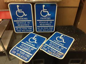 lot 181 image: 4 Reflective Handicap Parking Signs - 12 x 18