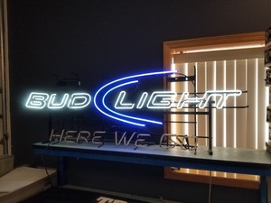 lot 229 image: Large Bud Light Here We Go - Neon Sign