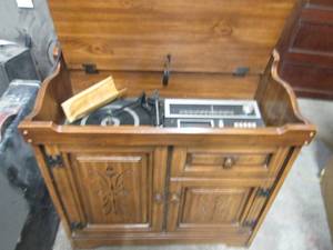 Vintage wood console record player...