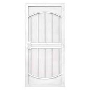 Unique Home Designs 36 in. x 80 in. UniversalReversible Arcada White Surface Mount Outswing Steel Security Door with Expanded Metal Screen  Customer Returns See Pictures