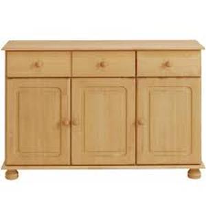 REALROOMS Chester StainWax Wood 47in W Sideboard with 3 Doors and 2 Drawers  Customer Returns See Pictures