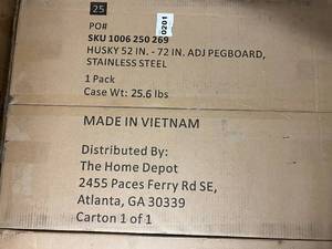 Husky 52in-72in Adjustable Stainless Steel Pegboard