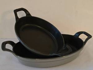 lot 80 image: Pair of Lacocotte Staub Cast Iron Gratin Baking Pans