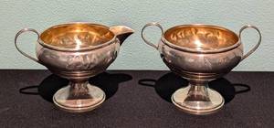 lot 164 image: Vintage Weighted Sterling Silver Sugar Creamer Set