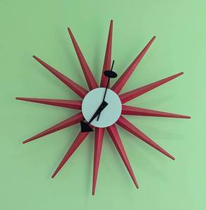 lot 7 image: George Nelson Vitra Design Red Sunburst Wall Clock