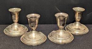 lot 115 image: Two Pairs of Vintage Towle Weighted Sterling Silver Candleholders