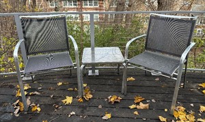 lot 204 image: Two Patio Chairs with Side Table
