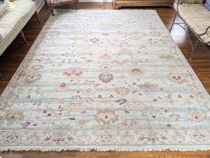 lot 4 image: Lovely Ivory and Sage Sultanabad Wool Area Rug from India