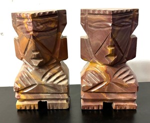 lot 238 image: Marble Tiki Bookends