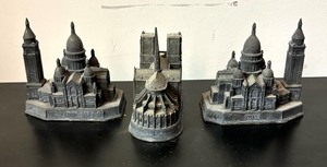 lot 243 image: Three Paris Motif Metal Architectural Figurines