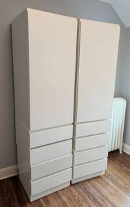 lot 25 image: Pair of Muurame Stacked White Dresser Wardrobes