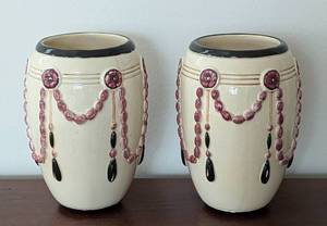 lot 28 image: Pair of Antique Weller Pearl Vases