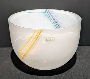 lot 33 image: Kosta Boda Bertil Vallien Glass Rainbow Bowl