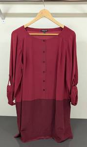 lot 44 image: New Eileen Fisher Color Block Silk Crepe Shirt Dress