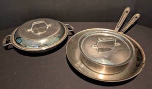 lot 278 image: Three All Clad Stainless Steel Skillets