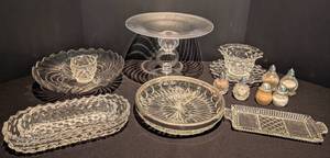 lot 284 image: Vintage CutPressed Glass Servingware