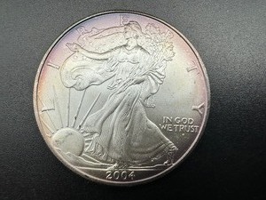 2004 Uncirculated American Silver Eagle with Purple Toning