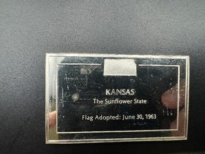 Kansas State Flag - 1110 Grains (2.3125 Ounces) .925 Sterling Silver Bar�