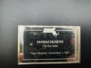 Massachusetts State Flag - 1110 Grains (2.3125 Ounces) .925 Sterling Silver Bar�