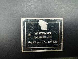 Wisconsin State Flag - 830 Grains (1.729 Ounces) .925 Sterling Silver Bar�