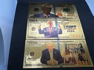 Three Different Donald Trump Novelty 24 Karat Gold Foil Plated Notes