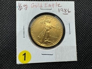 1986 $25.00 Gold Eagle (12 Ounce) of .999 Gold First Year of Issue