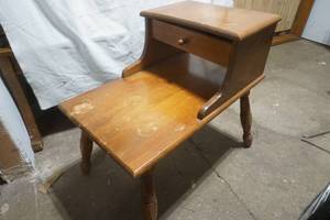 vintage wood end table with drawer