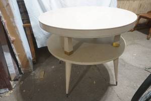 mid-century blond wood side table