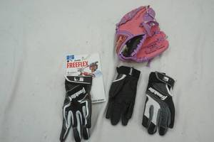 Batting gloves, baseball glove