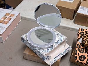 lot 758 image: Lot of (2) Pop Sonic LED  Compact Mirror - Magnifying Compact Mirror with LED Lights