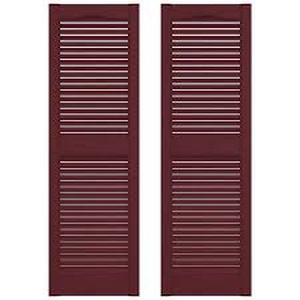 Lot of Builders Edge 14.5 in. x 36 in. Louvered Vinyl Exterior Shutters Pair in Wineberry    Customer Returns See Pictures