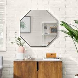 StyleWell Medium Modern Black Framed Octagon Mirror (27 in. W x 27 in. H)   Customer Returns See Pictures