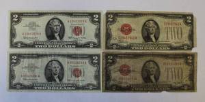 Lot of 4 Two Dollar Notes