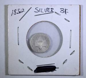 1852 Silver 3 Cent Piece 90% Silver