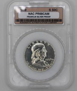 1959 Franklin Silver Proof Half Dollar NAC 50C
