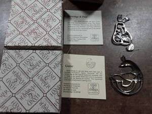 2-Hand & Hammer Silversmiths Sterling Ornaments-Partridge & Pear & Goose