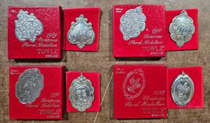 4-Towle Sterling Christmas Floral Medallion Ornaments