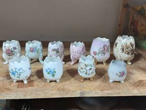 10-Vintage Assorted Cracked Egg Bud Vases
