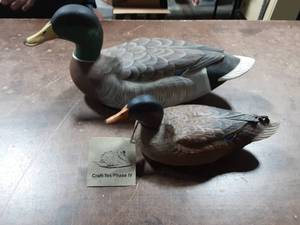 Mallard Drake Decoy 14 & Hen 10 Both Signed