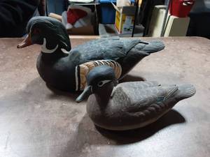 Woodduck Drake Decoy 14 & Hen 10 Both Signed